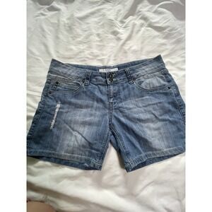 Piper And Blue Jean Shorts Juniors Trashed Distressed Blue waist 17"
